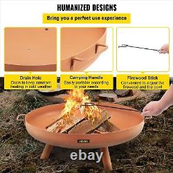 Fire Pit Bowl Portable Handles Outdoor Wood Burning Carbon Steel Fire Bowl