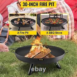 Fire Pit Bowl Wood Burning for Outdoor Patios Camping Uses 30 Deep Black