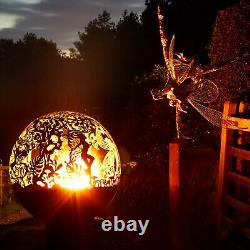 Fire Pit Fairy Garden Firepit Metal Ball Patio Heater Globe Bowl Christmas UK