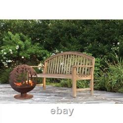 Fire Pit Globe With Laser Cut Woodland Pattern Rustic Look Outdoor Garden