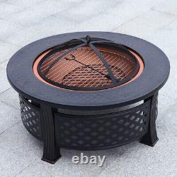 Fire Pit Heavy Duty Outdoor Firepit Garden BBQ Brazier Heater Round Table &Grill