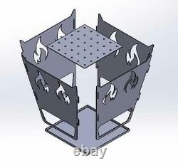 Fire Pit Large Square 46.5CM Flat Packed Portable Easy Assembly FREE SHIPPING