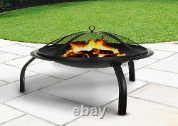 Fire Pit Log Heater Bbq Patio Bowl Fold Garden Outdoor Camping 56cm Round Steel