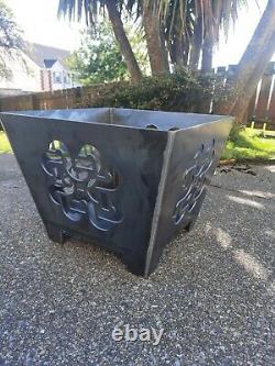 Fire Pit Outdoor Garden BBQ patio camping rustic celtic knot flower pot steel