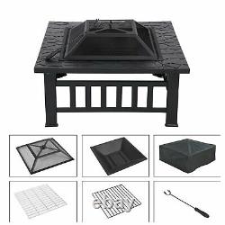 Fire Pit Outdoor Wood Burning or Propane Gas Firepit Heater Steel Heating Bowl