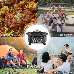 Fire Pit Set 3 in 1 Round Log Burner withHigh-temp Resistance Finish BBQ Grill