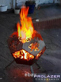 Fire Pit, Stainless Steel Unique Decorative Welsh Dragon Garden Log Burner
