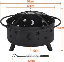 Fire Pits Large Fire Bowl Wood Burning Heater with Stars Moons Pattern