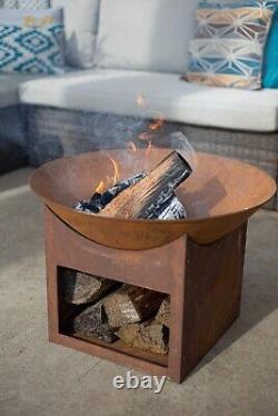 Firepit Cast-iron Bowl Oxidised Log Store Patio Heater