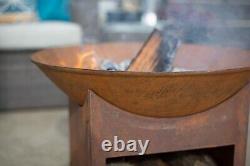 Firepit Cast-iron Bowl Oxidised Log Store Patio Heater