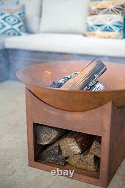 Firepit Cast-iron Bowl Oxidised Log Store Patio Heater