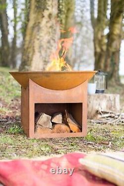 Firepit Cast-iron Bowl Oxidised Log Store Patio Heater