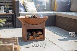 Firepit Cast-iron Bowl Oxidised Log Store Patio Heater