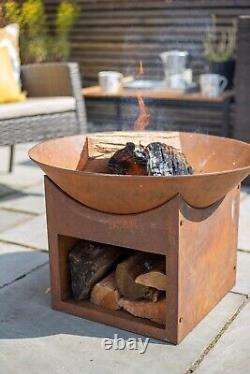 Firepit Cast-iron Bowl Oxidised Log Store Patio Heater