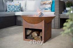 Firepit Cast-iron Bowl Oxidised Log Store Patio Heater