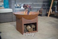 Firepit Cast-iron Bowl Oxidised Log Store Patio Heater