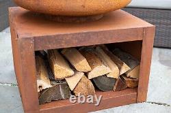 Firepit Wood Burner Large Patio Heater Log Store Oxidised Natural