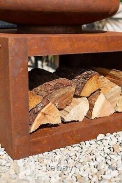 Firepit Wood Burner Large Patio Heater Log Store Oxidised Natural