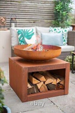 Firepit Wood Burner Large Patio Heater Log Store Oxidised Natural