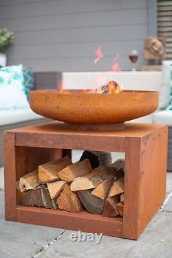 Firepit Wood Burner Large Patio Heater Log Store Oxidised Natural