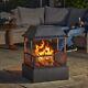 Fireplace Style Fire Pit Metal Outdoor Garden Patio Wood Log Briquette Burner