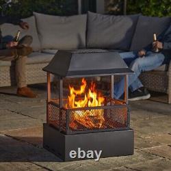 Fireplace Style Fire Pit Metal Outdoor Garden Patio Wood Log Briquette Burner