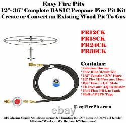 Fr12ck Basic Propane Diy Gas Fire Pit Kit & 12 Lifetime Warranted 316 Burner