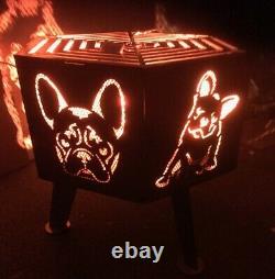 French Bulldog hexagonal fire pit with grill (Frenchie)