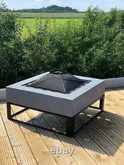 GSD Fire Pit Large Faux Concrete Round MgO BBQ Grill Bowl for Garden/Patio