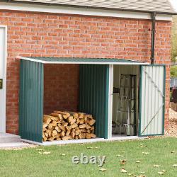 Galvanised Steel Outdoor Garden Log Store Fire Wood Gardening Tool Storage Shed