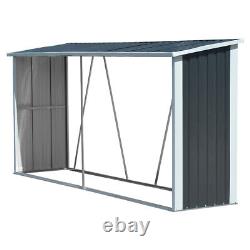 Galvanised Steel Outdoor Log Store Tool Storage Garden Shed Fire Wood Shelter UK