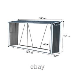 Galvanised Steel Outdoor Log Store Tool Storage Garden Shed Fire Wood Shelter UK