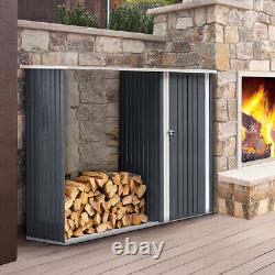 Galvanised Steel Outdoor Wooden Log Store Metal Garden Fire Wood Store Pent Shed