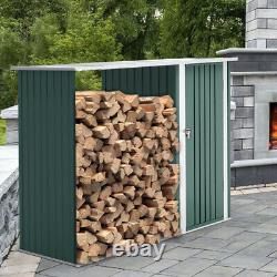 Galvanised Steel Outdoor Wooden Log Store Metal Garden Fire Wood Store Pent Shed