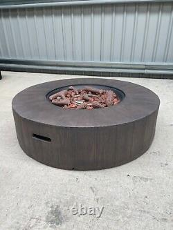 Gambara Round Gas Fire Pit Table With Lave Rocks & Ceramic Logs