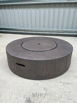 Gambara Round Gas Fire Pit Table With Lave Rocks & Ceramic Logs