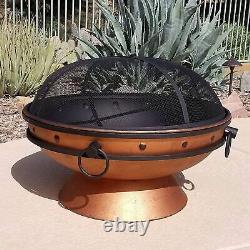 Garden Fire Pit BBQ Patio Heater Large Copper Effect Round Brazier Log Burner