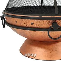 Garden Fire Pit BBQ Patio Heater Large Copper Effect Round Brazier Log Burner