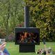 Garden Steel Fireplace Outdoor Wood Log Burner Heater Black Finish With Chimenea