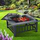 Garden Stove Bbq Firepit Brazier Square Table Outdoor Fire Pit Heater With Poker