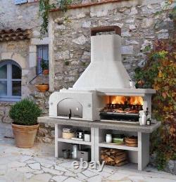 Gargano 3 Masonry Barbecue with Wood Fired Oven and Grey Worktop