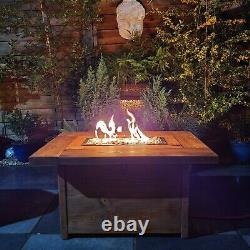 Gas Fire Pit Wooden Table