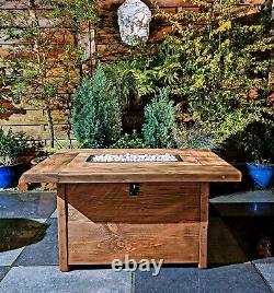 Gas Fire Pit Wooden Table