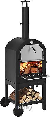 Giantexuk Outdoor Pizza Oven, Wood Fired Pizza Maker with Chimney, Pizza Peel an