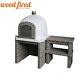 Grey Brick Outdoor Wood Fired Pizza Oven 100cm Deluxe + Matching Stand And Table