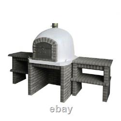 Grey outdoor wood fired Pizza oven 100cm white Deluxe +matching stand and tables