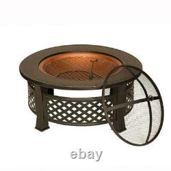 Heavy Duty Fire Pit Large Outdoor Firepit Garden Heater Round Table with BBQ Grill
