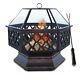 Hex Fire Pit Bbq Bowl For Garden Patio Heater Grill Vintage Design Charcoal