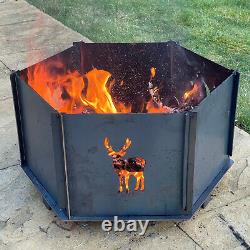 Hexagon Steel Fire Pit, with Cooking Grill & Tray UK Manufactured Free P&P