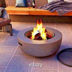 House Of Hart Faux Concrete Round Fire Pit & BBQ Grill Bowl for Garden, Luxury
